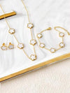 Five-leaf Flower Necklace Set White Anti Tarnish